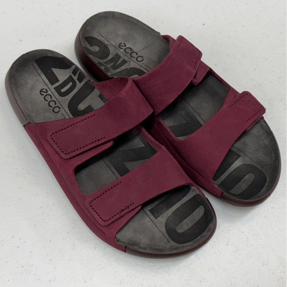 Women’s ECCO Cozmo Slip On Velcro Slide Maroon Leather 38EU or US 7 - 7.5